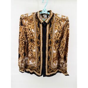ZARA Mens Large Baroque Leopard Print Button Up Shirt Retro Art Deco Chic Vogue
